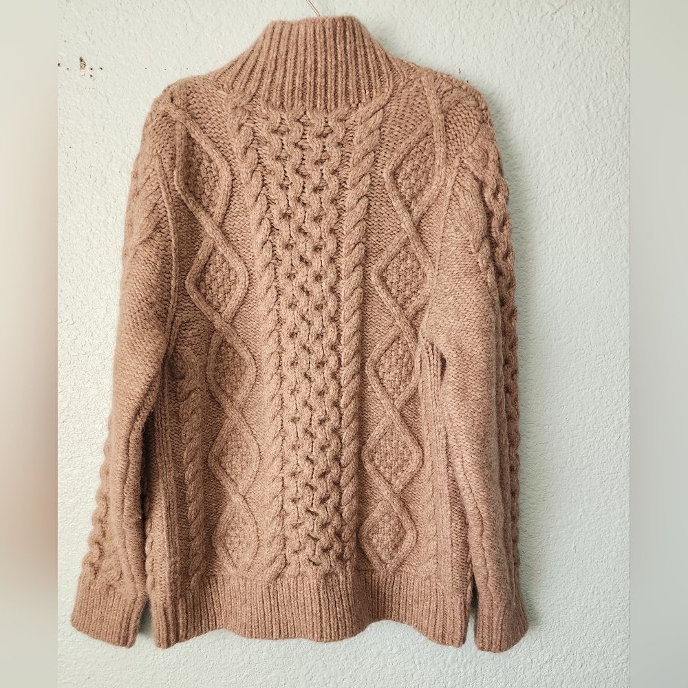Ag Adriano Goldschmied Jeans Alpaca Wool Tan Camel Cable Knit Cardigan Unisex - Picture 3 of 16